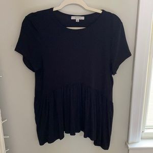 NWOT Black Ruffle Top